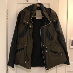 Zara olive green with black leather jacket
